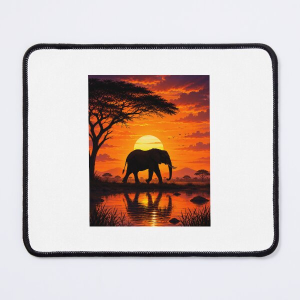 Item preview, African Elephant Sunset | Safari Landscape Illustration designed and sold by AfriqaDesigns.