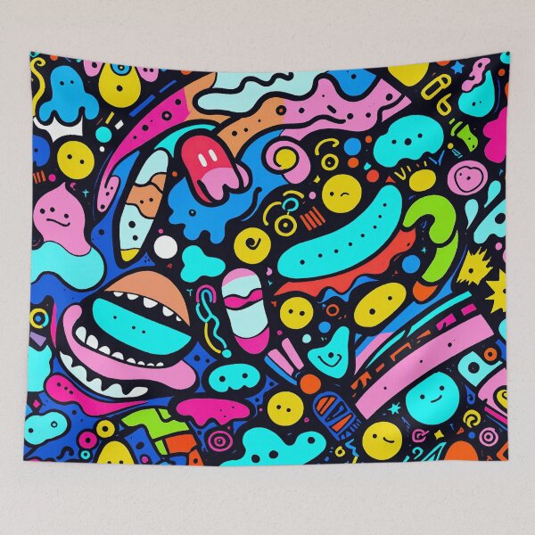 Item preview, Colorful Kawaii Doodle Pattern | Fun Abstract Cartoon Art for Apparel & Accessories designed and sold by IMuDesigner.