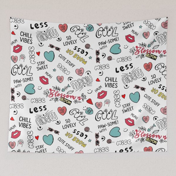 Item preview, Cute Pastel Doodle Aesthetic Collage Pattern designed and sold by SK ArtNest.