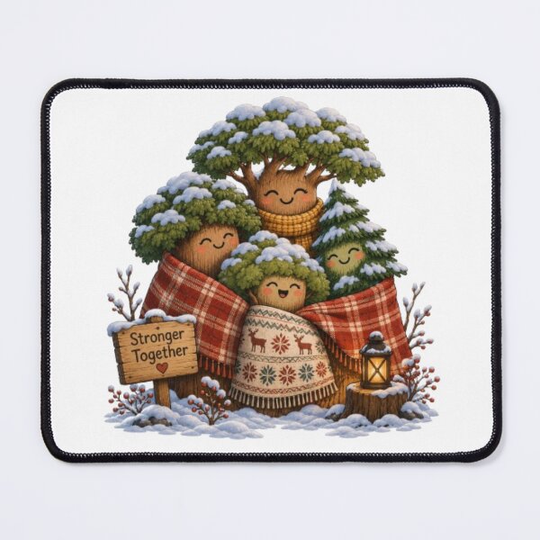 Item preview, Stronger Together Cute Trees Sharing Blankets Winter Art designed and sold by Miheerala.