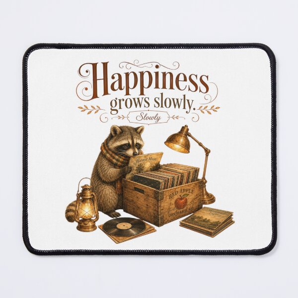 Item preview, Happiness Grows Slowly Vintage Raccoon Vinyl Record Art designed and sold by AQUILAKREO.