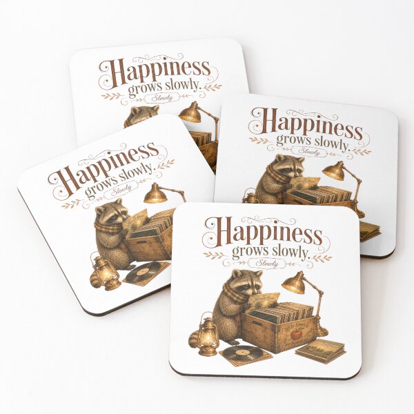 Item preview, Happiness Grows Slowly Vintage Raccoon Vinyl Record Art designed and sold by AQUILAKREO.