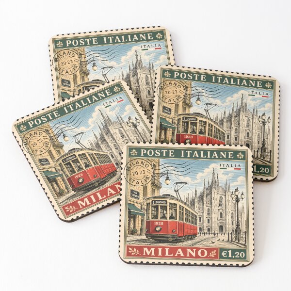 Item preview, Vintage Milan Duomo Tram Italian Postage Stamp designed and sold by Imaginationbeyond.