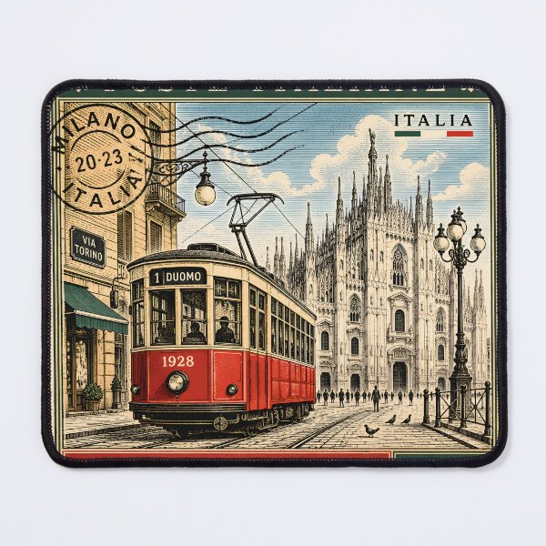 Item preview, Vintage Milan Duomo Tram Italian Postage Stamp designed and sold by Imaginationbeyond.