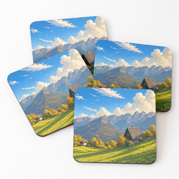 Item preview, Mountain Hut and Julian Alps in Slovenia Illustration designed and sold by Tamara Al Bahri.