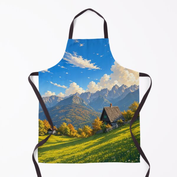 Item preview, Mountain Hut and Julian Alps in Slovenia Illustration designed and sold by Tamara Al Bahri.