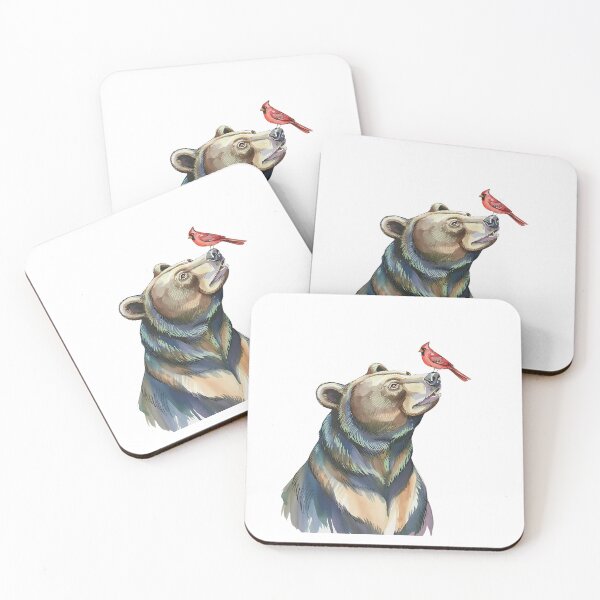 Item preview, Bear And Red Cardinal Bird Watercolor designed and sold by Roy & Tiffany.