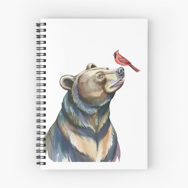 Item preview, Bear And Red Cardinal Bird Watercolor designed and sold by Tiffany Roy.