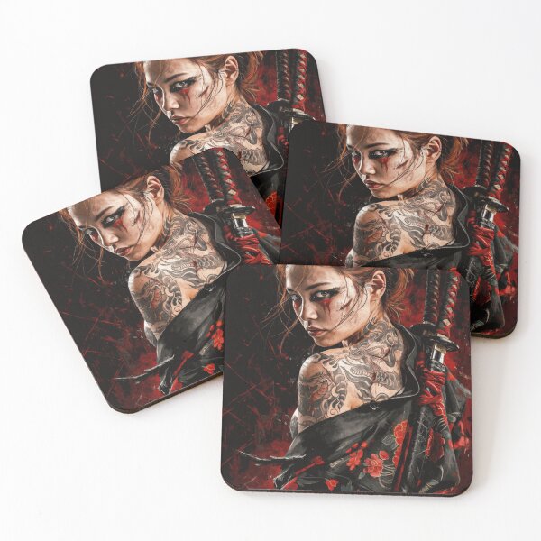 Item preview, Tattooed Crimson Samurai Woman designed and sold by LorisVannier.