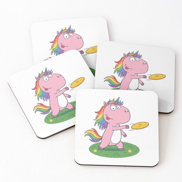 Item preview, Cute pink unicorn frisbee player Rainbow design,  Sports Gift designed and sold by BobaTeeStore.