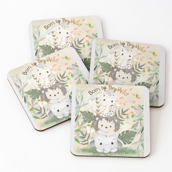 Item preview, Cute Watercolor Safari Animals Born To Be Wild Illustration designed and sold by Amanyscrafts.