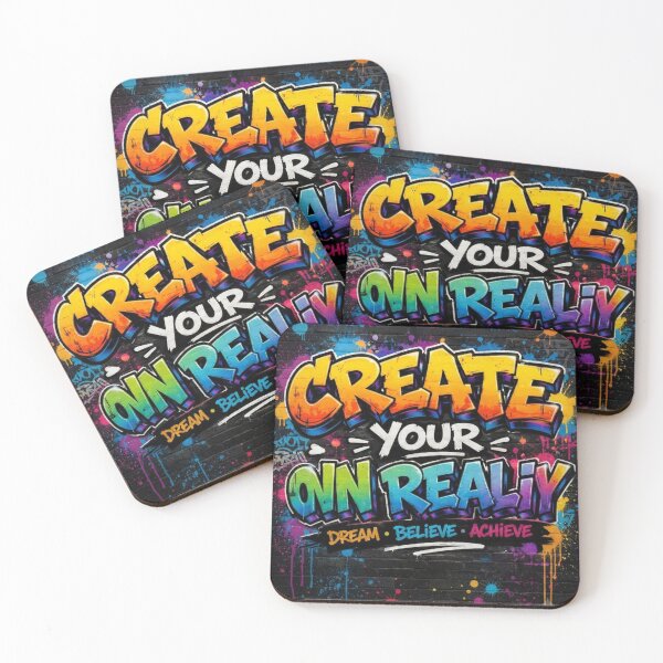 Item preview, Create Your Own Reality – Colorful Graffiti Motivation Typography designed and sold by PetruArtDesigns.