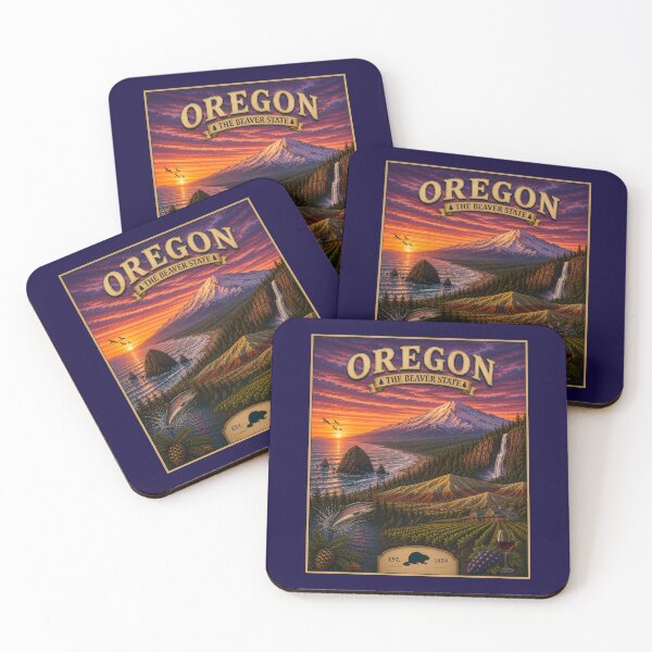 Item preview, Oregon Travel Sticker | Vintage Oregon State Badge | Mt Hood, Crater Lake & Cannon Beach Art designed and sold by Swanny's Custom T-shirt and Gift Designs.