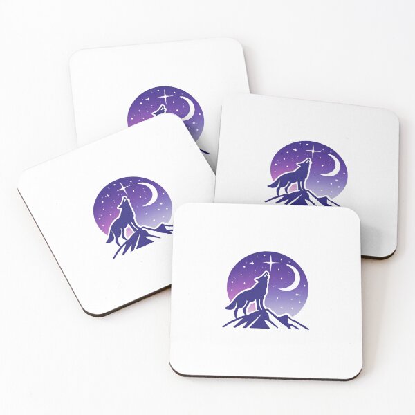 Item preview, Wolf Howling at Moon and Stars Mountain Art designed and sold by AnamikaArtVibe.
