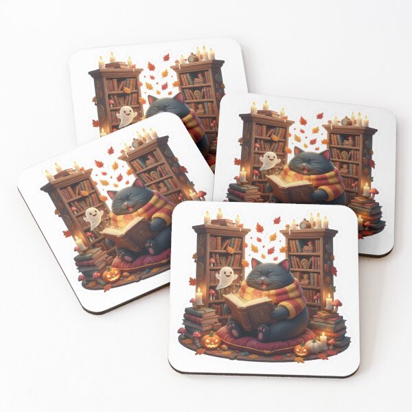Item preview, Cute Ghost With laughing Cat | Cozy Halloween Library designed and sold by FatmaAhmed90.