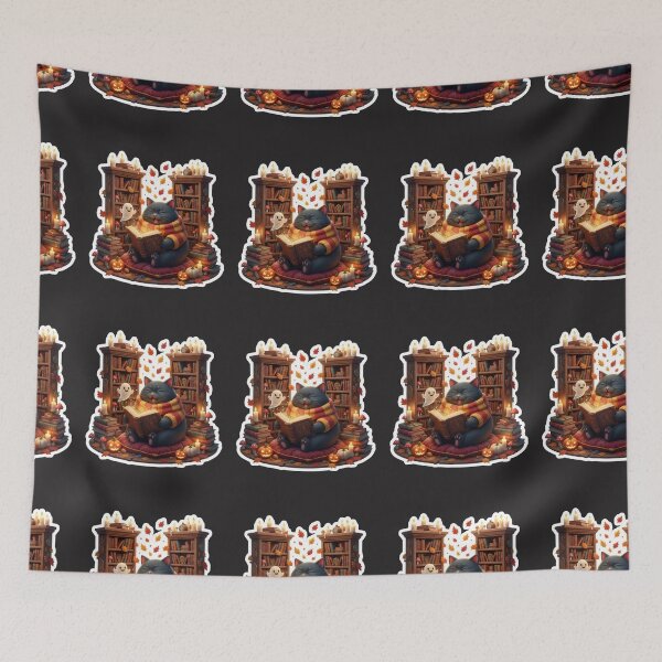 Item preview, Cute Ghost With laughing Cat | Cozy Halloween Library designed and sold by FatmaAhmed90.
