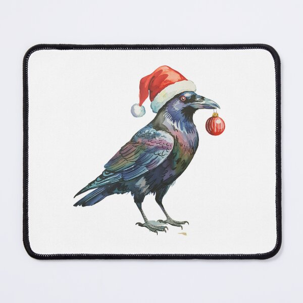 Item preview, Christmas Raven Wearing Santa Hat Ornament designed and sold by Roy & Tiffany.