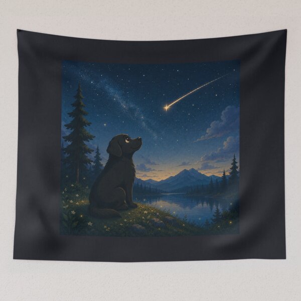 Item preview, The Wishing Star – Black Labrador Contemplating a Shooting Star designed and sold by Goodthingstree.