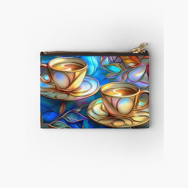 Item preview, Coffee Cups with Coffee Plant Leaves, Stained Glass Botanical Design designed and sold by MargaretWiktor.