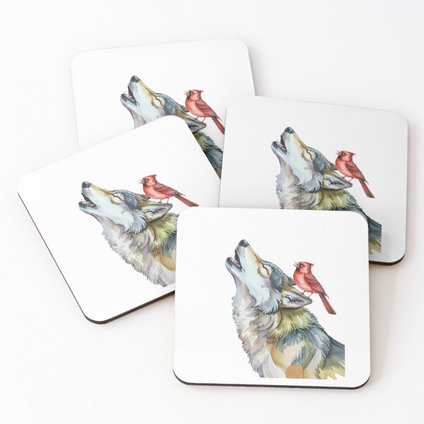 Item preview, Howling Wolf With Red Cardinal Bird designed and sold by Roy & Tiffany.