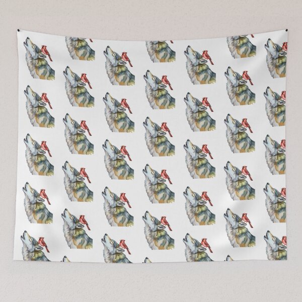 Item preview, Howling Wolf With Red Cardinal Bird designed and sold by Roy & Tiffany.