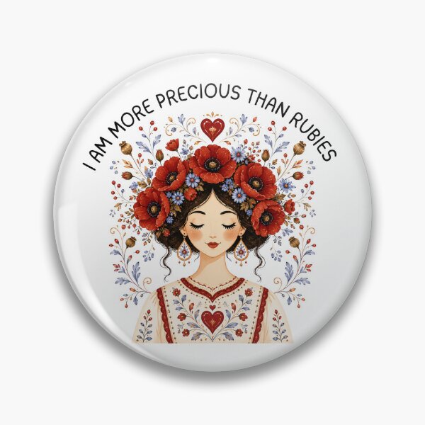 Item preview, I Am More Precious Than Rubies Bible Quote Affirmation Scandinavian Folk Art Style designed and sold by ThePinkProject.