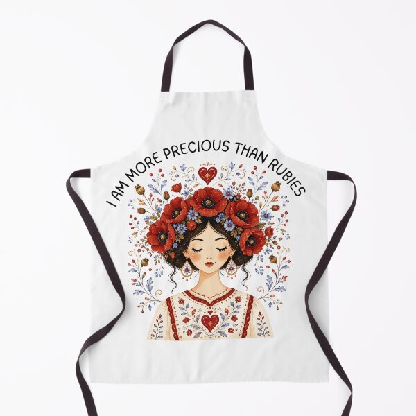 Item preview, I Am More Precious Than Rubies Bible Quote Affirmation Scandinavian Folk Art Style designed and sold by ThePinkProject.