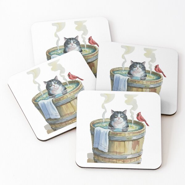 Item preview, Cat Hot Tub Spa With Cardinal designed and sold by Roy & Tiffany.