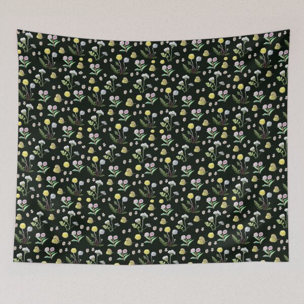 Item preview, Large Scale Vintage Retro Botanical Flowers And Butterfly Color Pencils Dandelion  designed and sold by Designs by Sara Felton.