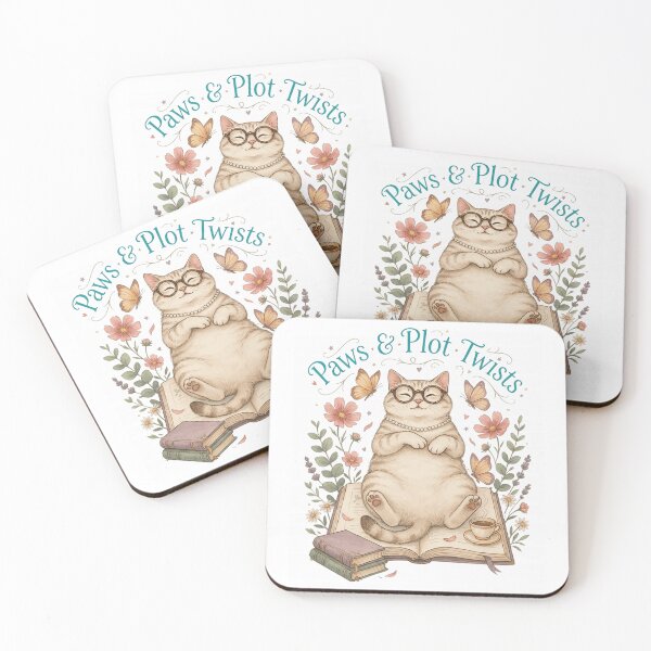 Item preview, Paws & Plot Twists Cat Reading Book Lover Cute Vintage Floral Coffee Sticker designed and sold by Mahilis.