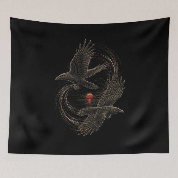 Item preview, Twilight Wings — Norse Ravens Circling the Setting Sun designed and sold by OblivionRise.