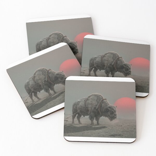 Item preview, Mystical bison pulls cart in red sunset designed and sold by nachtpixel-art.