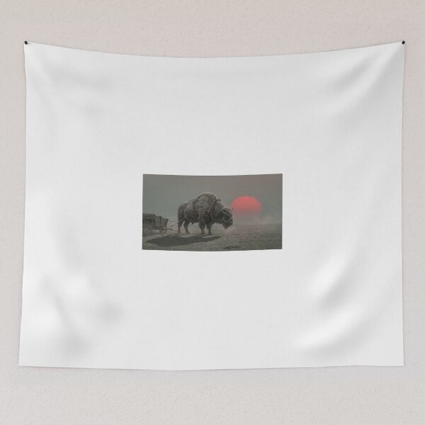 Item preview, Mystical bison pulls cart in red sunset designed and sold by nachtpixel-art.