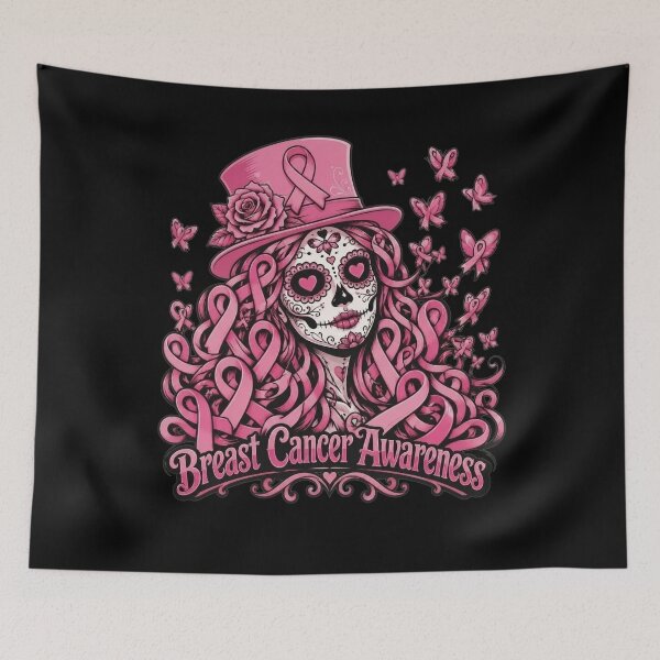 Item preview, Sugar Skull Breast Cancer Awareness Skeleton Women Pink Ribbon designed and sold by clothesy7.