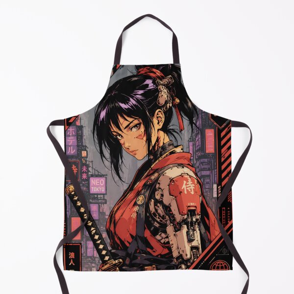 Artikelvorschau, Cyberpunk Ronin Girl – Retro Anime Samurai Warrior entworfen und verkauft von Apocalyptic Art Studio.