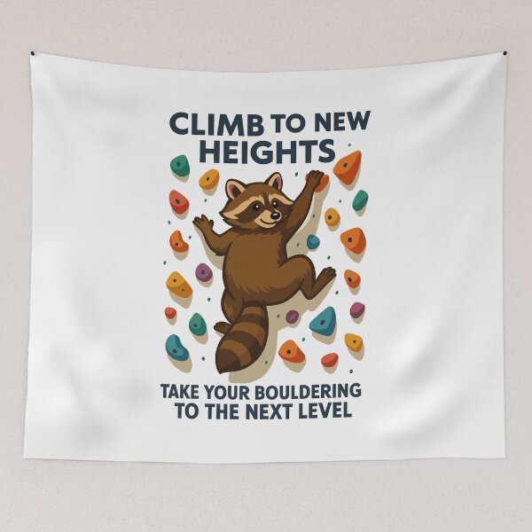 Item preview, Bouldering Raccoon Motivation: Climb New Heights designed and sold by Pineapple-Tree.