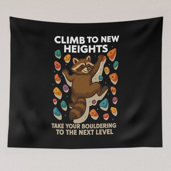 Item preview, Bouldering Raccoon Motivation: Climb New Heights designed and sold by Pineapple-Tree.