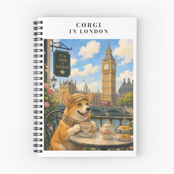 Item preview, Corgi having tea in front of Big Ben designed and sold by Nomad-Paws.