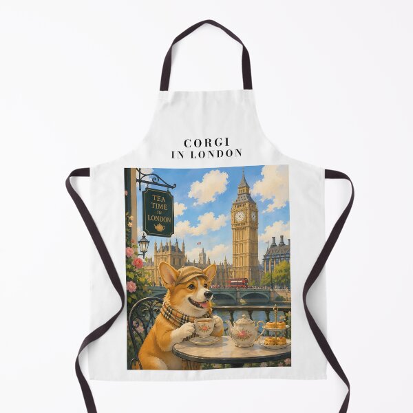 Item preview, Corgi having tea in front of Big Ben designed and sold by Nomad-Paws.