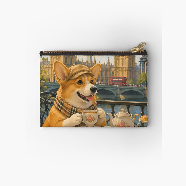 Item preview, Corgi having tea in front of Big Ben designed and sold by Nomad-Paws.