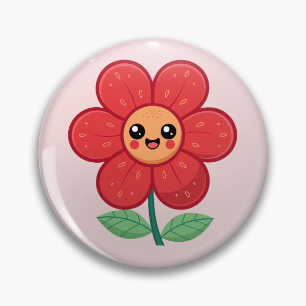 Item preview, Cute Happy Red Flower Kawaii Cartoon Floral designed and sold by SolutionsArt.