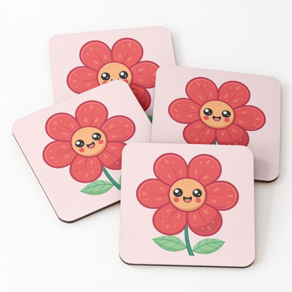 Item preview, Cute Happy Red Flower Kawaii Cartoon Floral designed and sold by SolutionsArt.
