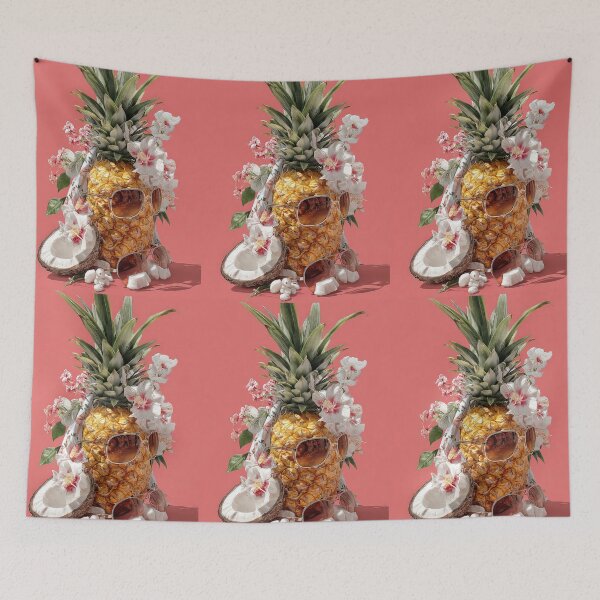 Item preview, Pineapple Tropical Fruits and Flowers designed and sold by Grafititee.