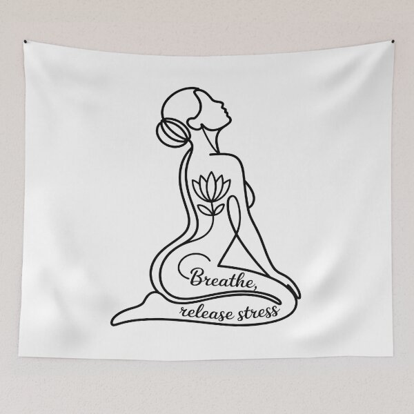 Item preview, Breathe, Release Stress Lotus Line Art Figure for Stress Relief designed and sold by 108stillness.
