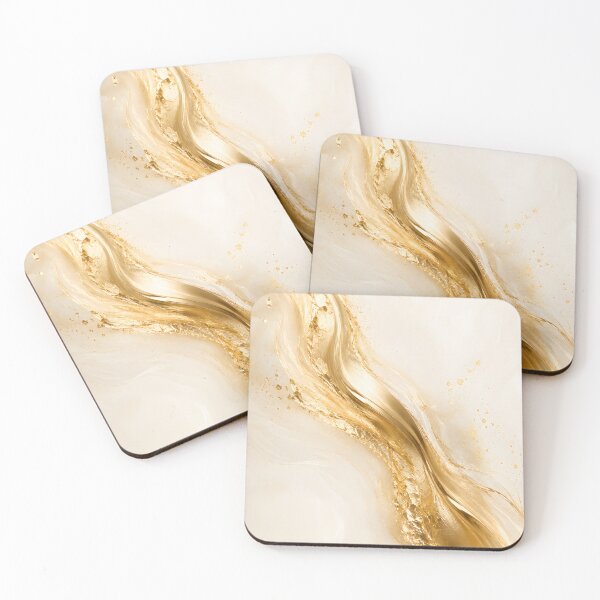 Item preview, Flowing Gold – Luxury Abstract Wall Art in Cream and Gold designed and sold by bauschberts.