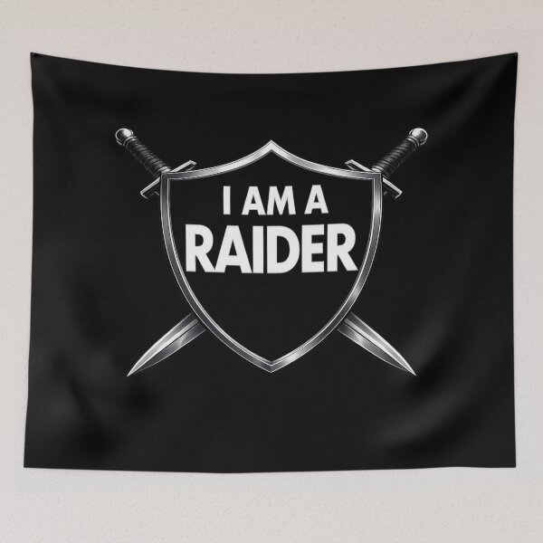 Item preview, I Am a Raider Shield – Silver & Black Crossed Swords designed and sold by My Team Designs.