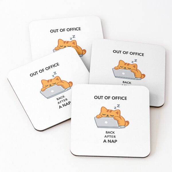 Item preview, Out of Office Back After a Nap Funny Cat Sticker | Sleeping Office Cat Laptop Design designed and sold by Savage Cat Quotes.