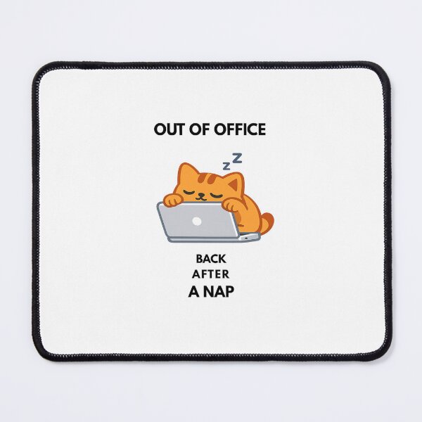 Item preview, Out of Office Back After a Nap Funny Cat Sticker | Sleeping Office Cat Laptop Design designed and sold by Savage Cat Quotes.