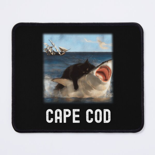Item preview, Cape Cod Black Kitty Attacking Great White Shark while Clipper Ship Sinks in Background designed and sold by WigOutlet.