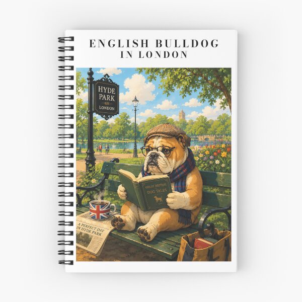 Item preview, English Bulldog reading a book in Hyde Park designed and sold by Nomad-Paws.